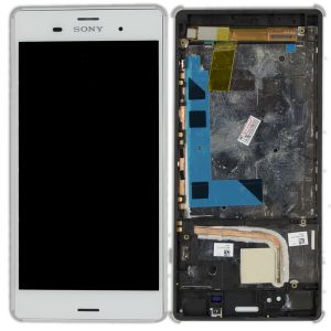 Sony Xperia Z3 (L55T-L55U-D6603-D6643) Ekran Dokunmatik (Kasalı) Çıtalı Çıkma Revize Beyaz